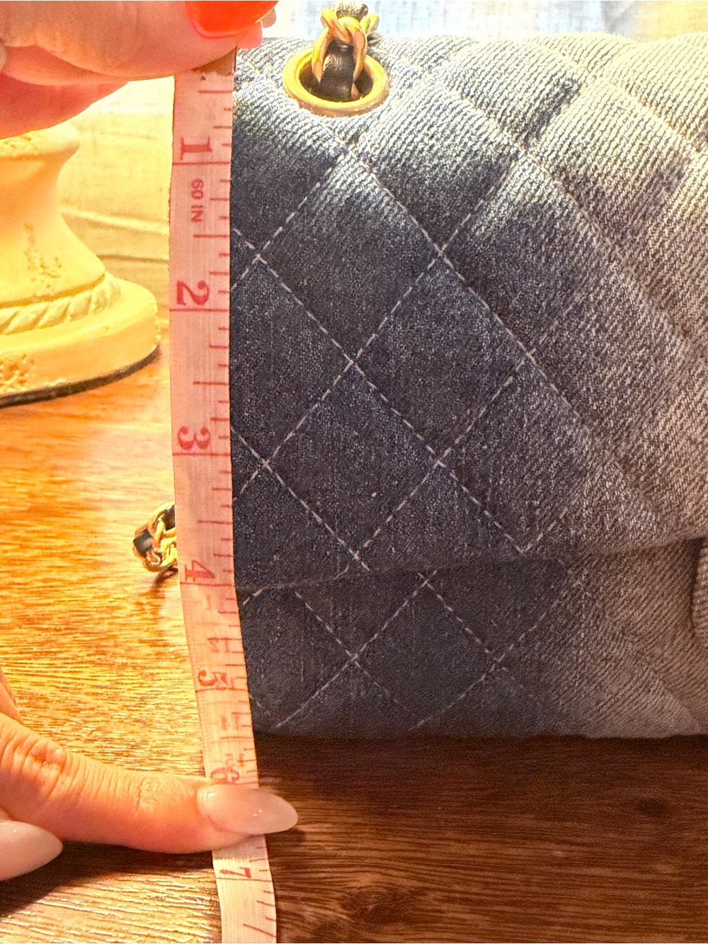 Chanel Quilted Denim Double Flap Shoulder Bag in Blue - Picture 5 of 6